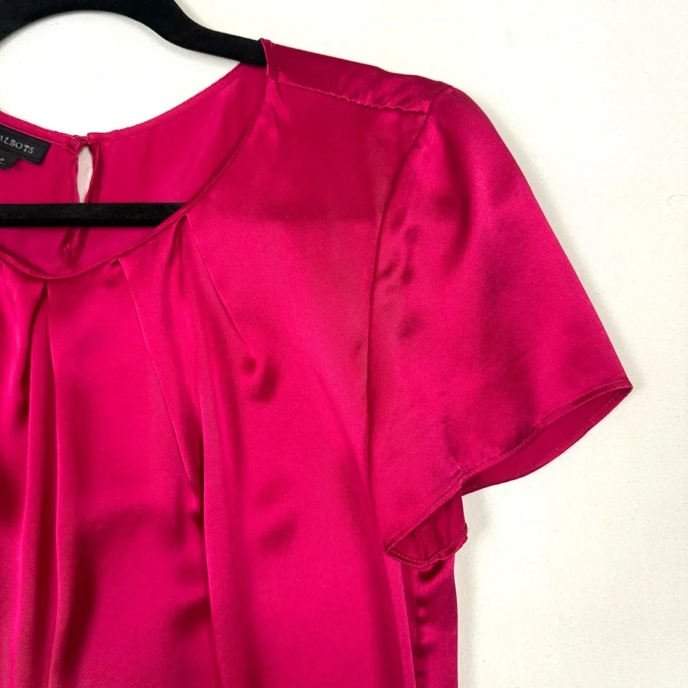 Talbots Flutter Sleeve 100% Silk Top Size 2 - Picture 5 of 11